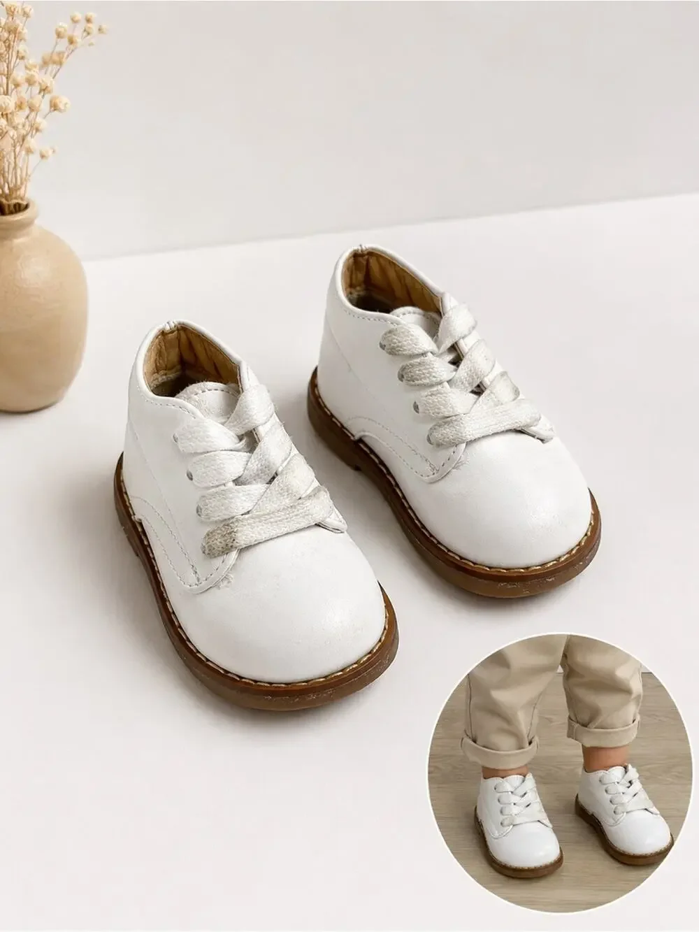 Toddler baby First Walker Oxford Booties Unisex Baby Toddler White Size 3.5 cute